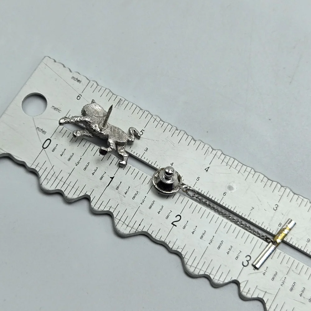 Men's Tie Tac Tiger Tie Accessories Silver Tone Figural Statement Fashion_4